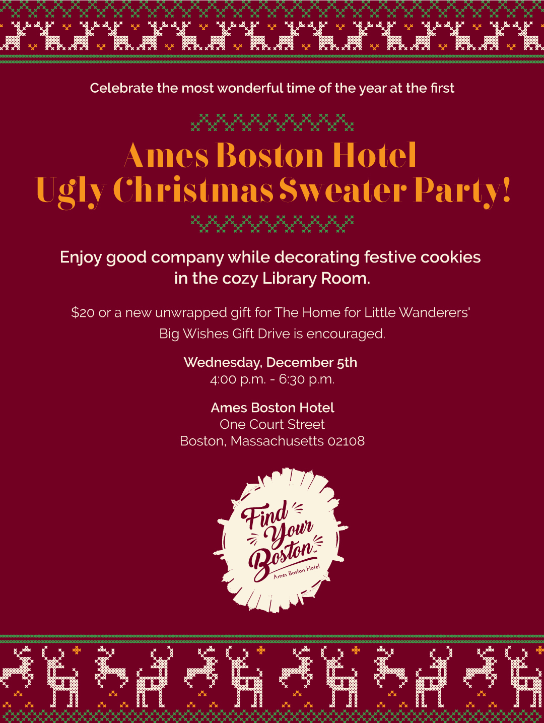 Ames Boston Hotel Gets into the Holiday Spirit with an Ugly Christmas